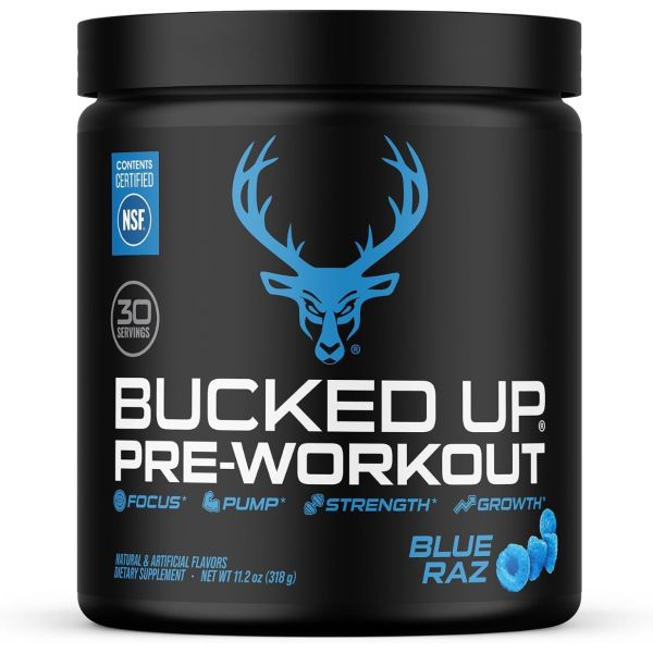 BUCKED UP: Blue Razz Preoworkout, 9.17 oz