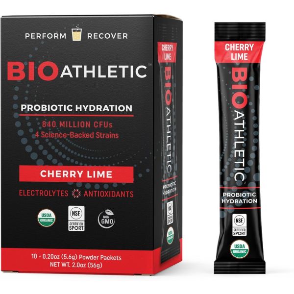 BIOATHLETIC: Cherry Lime Probiotic Hydration 10 Count, 2 oz