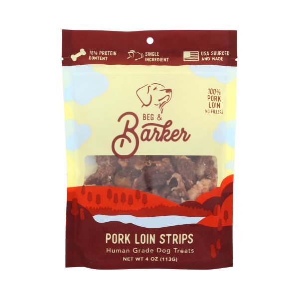 BEG AND BARKER: Pork Loin Strips Dog Treats, 4 oz