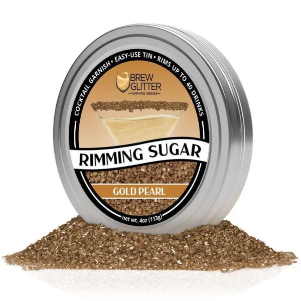 BREW GLITTER: Gold Pearl Cocktail Rimming Sugar, 4 oz