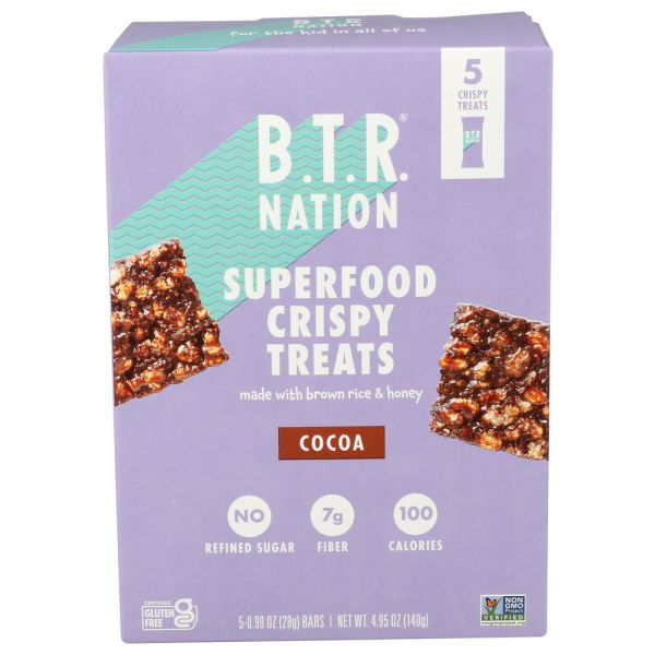 B T R NATION: Cocoa Superfood Crispy Treats, 4.95 oz
