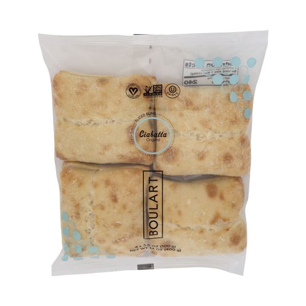 BOULART: Ciabatta Burger Buns 4 Count, 3.5 oz