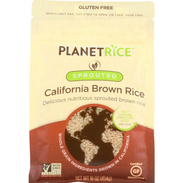 PLANET RICE: California Brown Rice Sprouted, 16 oz