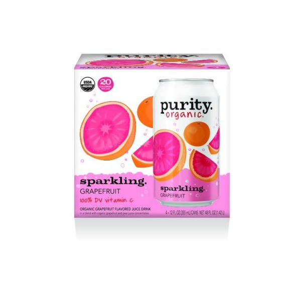 PURITY ORGANIC: Sparkling Water Grapefruit 4 Pack, 48 fo