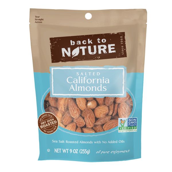 BACK TO NATURE: California Almonds Sea Salted Roasted, 9 oz