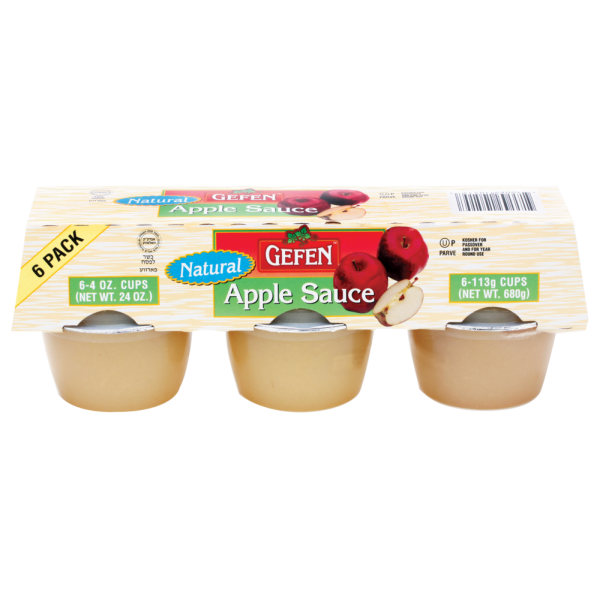 GEFEN: Natural Apple Sauce Cups 6Pack, 24 oz