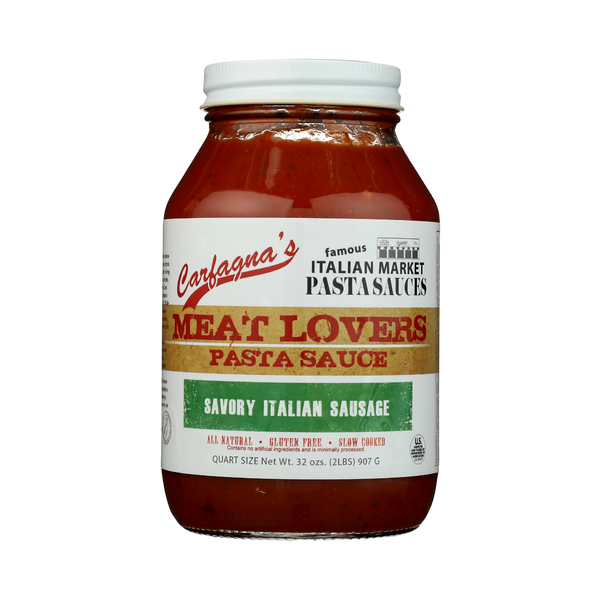 CARFAGNAS: Meat Lovers Savory Italian Sausage Pasta Sauce, 32 oz