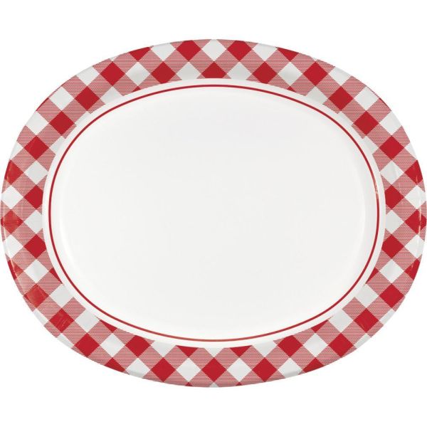 CREATIVE CONVERTING: Gingham Classic Oval Plate, 8 ea