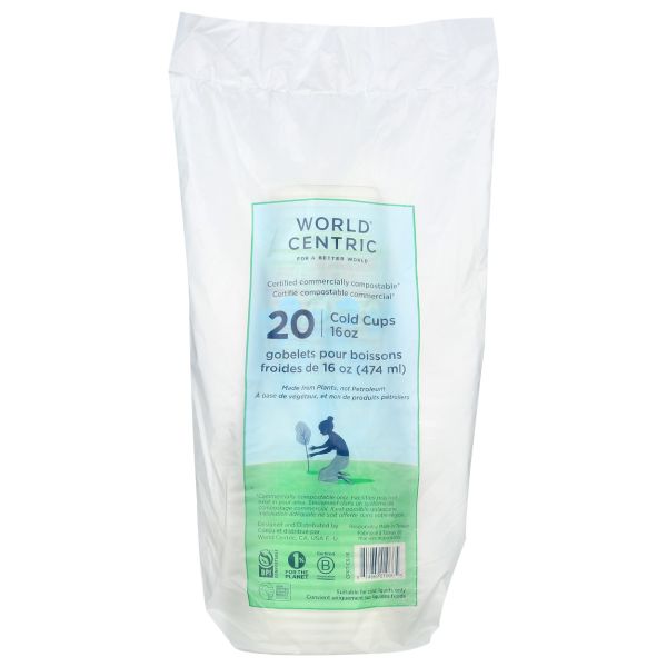WORLD CENTRIC: 16 oz Cold Cup Clear, 20 pc