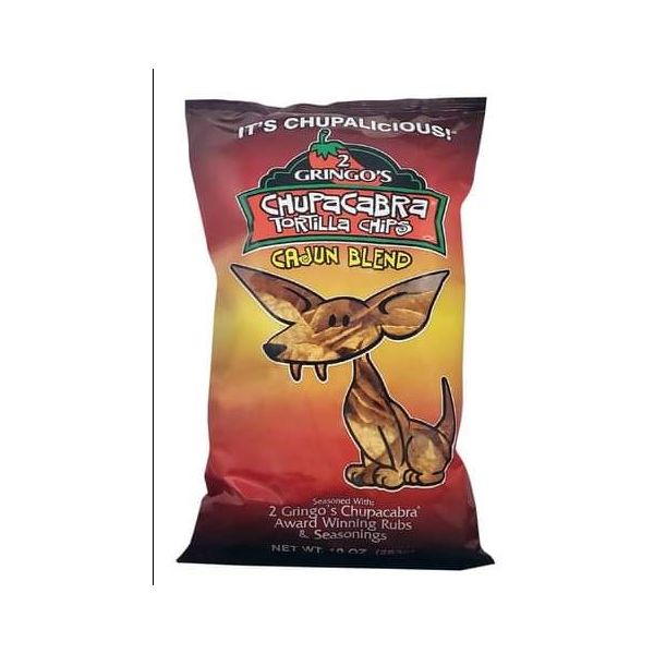 2 GRINGOS CHUPACABRA: Cajun Blend Tortilla Chips, 10 oz