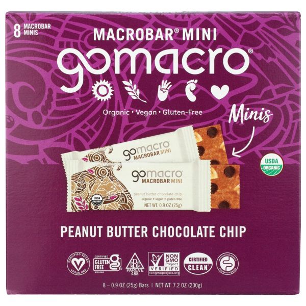 GOMACRO: Peanut Butter Chocolate Chip Mini 8Pk, 7.2 oz