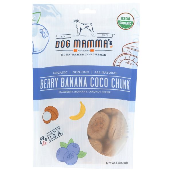 DOG MAMMAS: Organic Berry Banana Coco Chunk Dog Treats, 6 oz