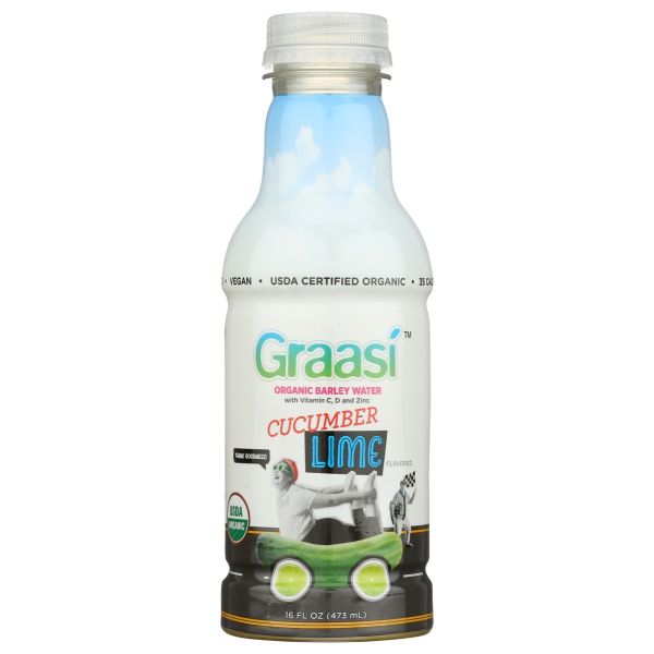 GRAASI: Cucumber Lime Barley Grass Water, 16 fo