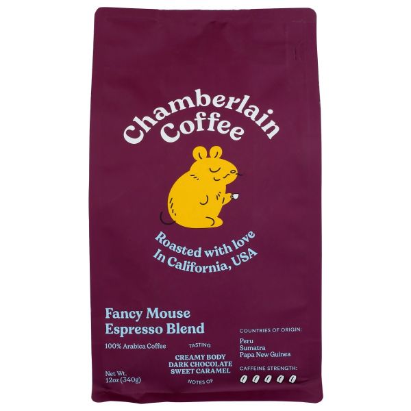 CHAMBERLAIN COFFEE: Fancy Mouse Espresso Coffee Bag Whole Bean, 12 oz