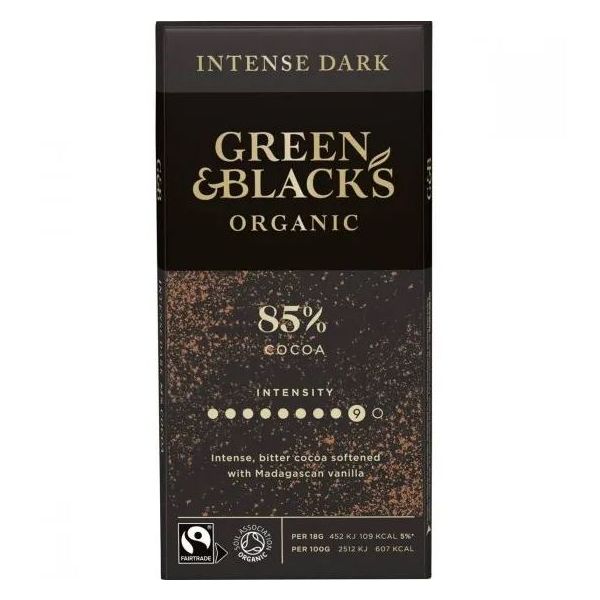 GREEN & BLACKS: Organic Dark 85 Percent Chocolate Bar, 3.17 oz