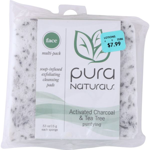 PURA: Face Sponge Activated Charcoal and Tea Tree Soap, 1.59 oz