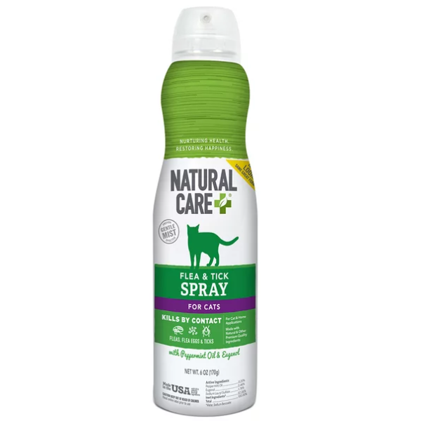 NATURAL CARE: Flea and Tick Spray For Cats, 6.3 oz