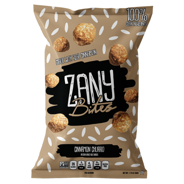 ZANY BITES: Cinnamon Churro Artisan Baked Rice Snacks, 1.75 oz