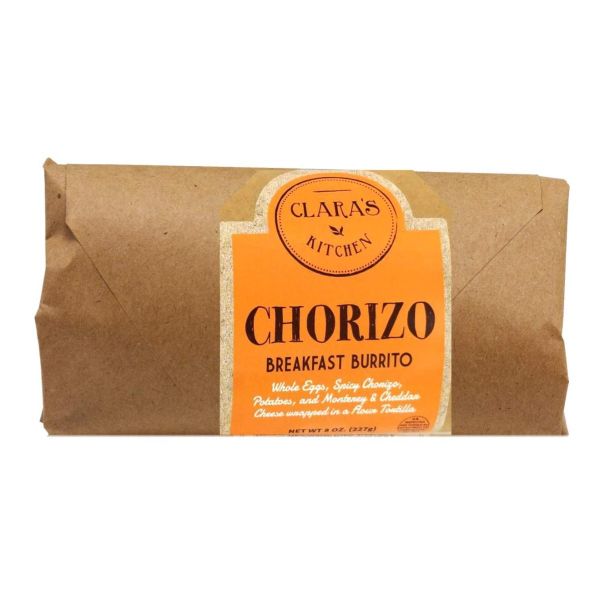 CLARAS KITCHEN: Chorizo Breakfast Burrito, 8 oz