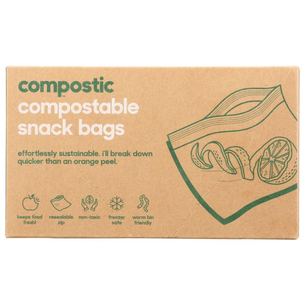 COMPOSTIC: Compostable Snack Bags, 25 ea