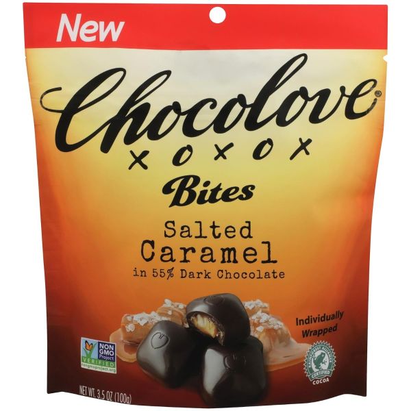 CHOCOLOVE: Salted Caramel in 55% Dark Chocolate Bites, 3.5 oz