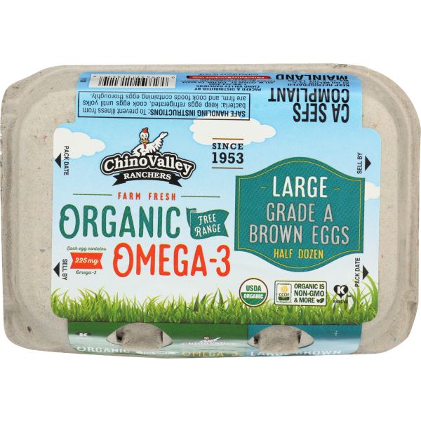 CHINO VALLEY: Organic Omega 3 Large Brown Eggs, 0.5 dz