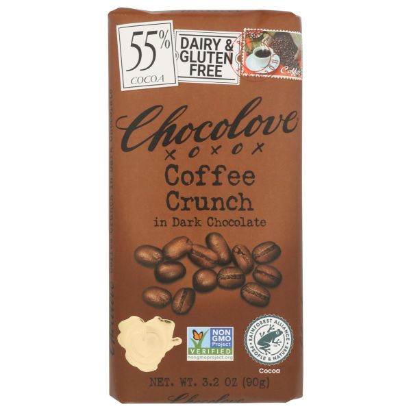 CHOCOLOVE: Coffee Crunch Dark Chocolate Bar, 3.2 oz