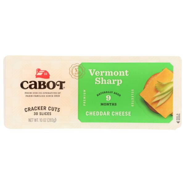 CABOT: Vermont Sharp Yellow Cheddar Cheese Cracker Cut Slices, 10 oz