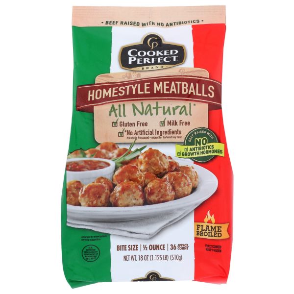 COOKED PERFECT: All Natural Homestyle Meatballs, 18 oz