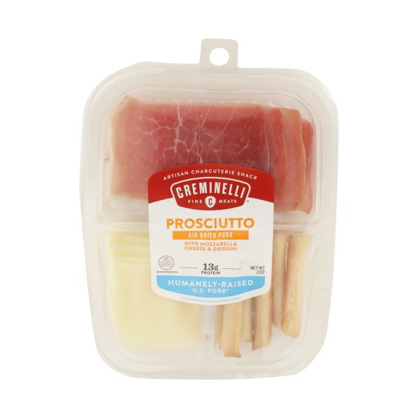 CREMINELLI FINE MEATS: Sliced Prosciutto with Mozzarella and Grissini, 2 oz