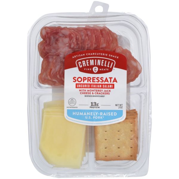 CREMINELLI FINE MEATS: Sopressata Monterey Jack and Crackers, 2 oz