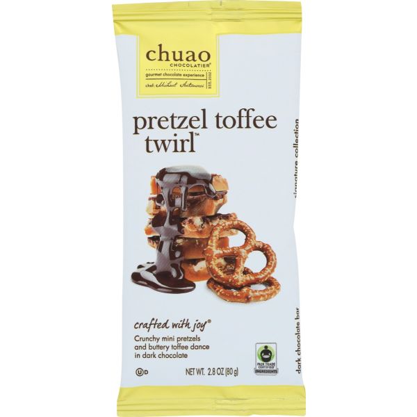 CHUAO CHOCOLATIER: Pretzel Toffee Twirl Chocolate Bar, 2.8 oz