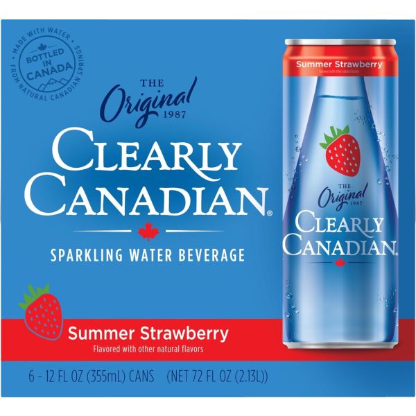 CLEARLY CANADIAN: Summer Strawberry Sparkling Water Beverage 6 Count, 72 fo