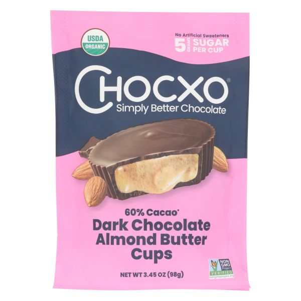 CHOCXO: Dark Chocolate Almond Butter Cups, 3.45 oz