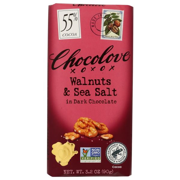 CHOCOLOVE: Walnuts and Sea Salt in Dark Chocolate, 3.2 oz