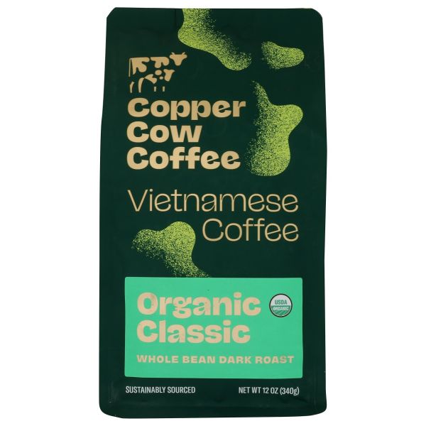 COPPER COW COFFEE: Organic Classic Whole Bean Coffee, 12 oz