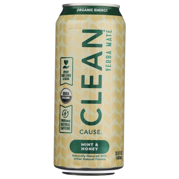 CLEAN CAUSE: Mint and Honey Non Carbonated Organic Yerba Mate, 15.5 oz