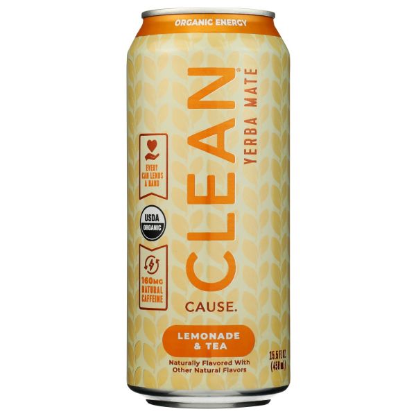 CLEAN CAUSE: Lemonade and Tea Non Carbonated Organic Yerba Mate, 15.5 oz