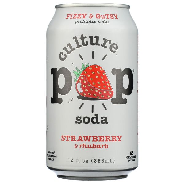 CULTURE POP: Strawberry and Rhubarb Soda, 12 fo