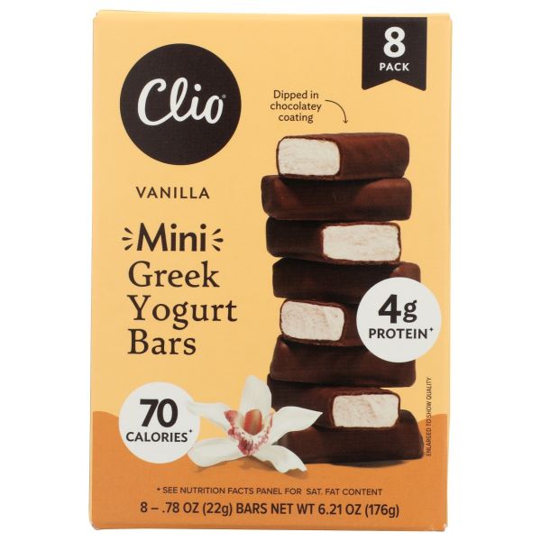 CLIO: Vanilla Dark Chocolate Mini Greek Yogurt Bars, 6.21 oz