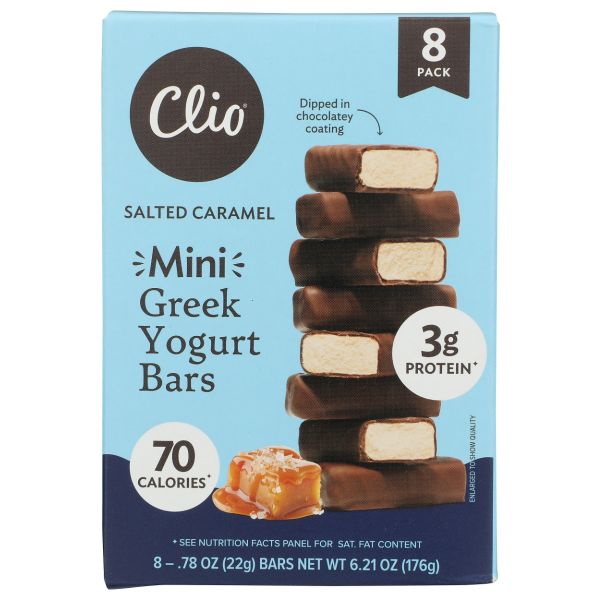 CLIO: Salted Caramel Dark Chocolate Mini Greek Yogurt Bars, 6.21 oz