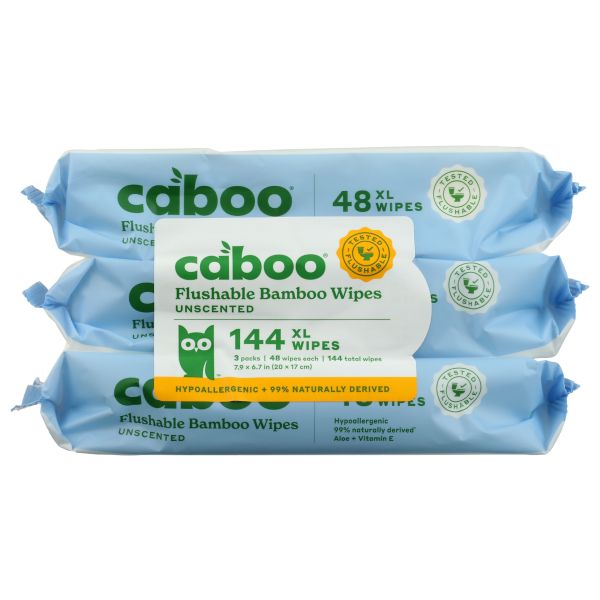 CABOO: Flushable Bamboo Wipes 48 Count, 3 pk