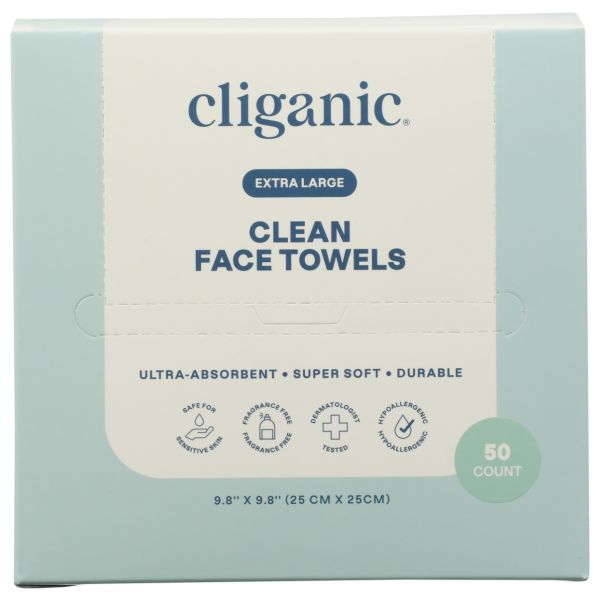 CLIGANIC: Clean Face Towels, 1 bx