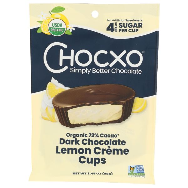 CHOCXO: Dark Chocolate Lemon Crème Cups, 3.45 oz