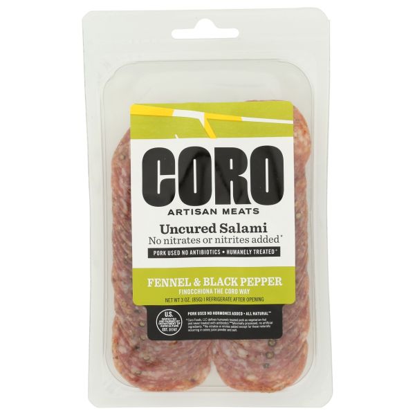 CORO FOODS: Fennel and Black Pepper Salami Sliced Pack, 5 oz