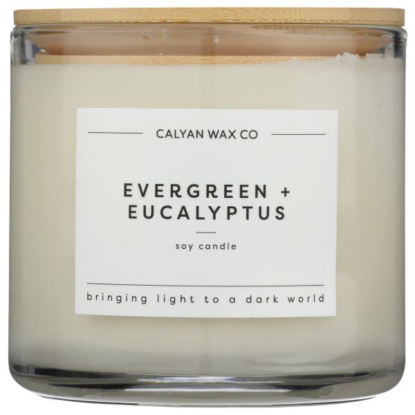 CALYAN WAX CO: Evergreen Eucalyptus 3 Wick Soy Candle, 15 oz