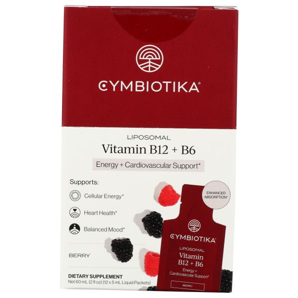 CYMBIOTIKA: Liposomal Vitamin B12 Plus B6 12 Count, 2 fo