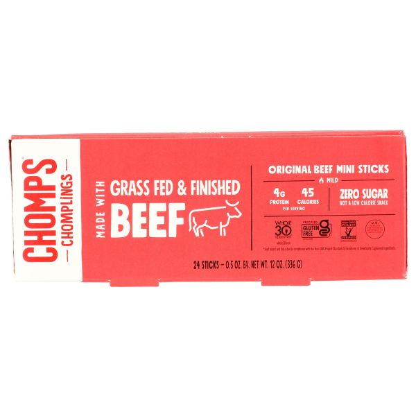 CHOMPS: Beef Stick Original 24 Count, 12 oz