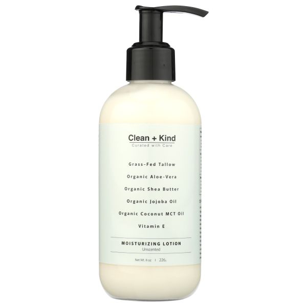 CLEAN AND KIND: Tallow Body Lotion Unscented, 8 fo