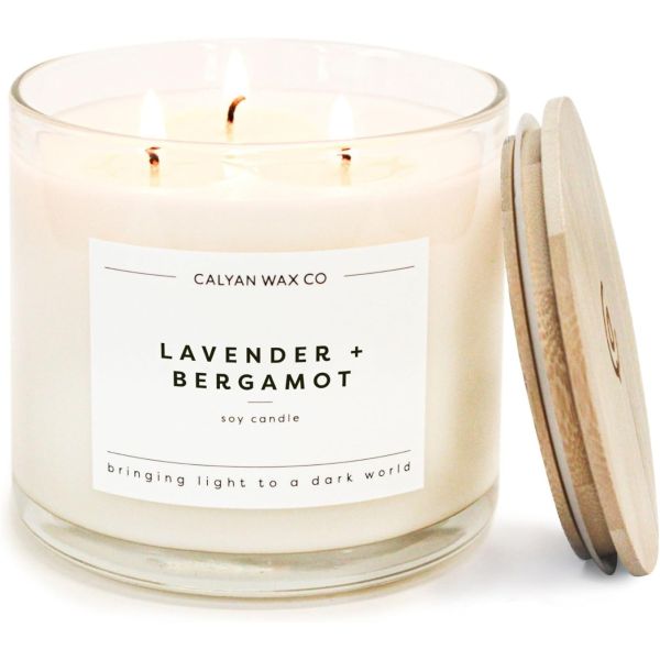 CALYAN WAX CO: Lavender Bergamot 3 Wick Soy Candle, 14.9 oz